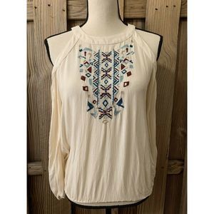 C Boho Floral Cold Shoulder Blouse